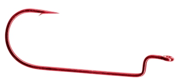 QUANTUM Drop Shot Haken Wurm -  Offset Haken #1/0 - rot